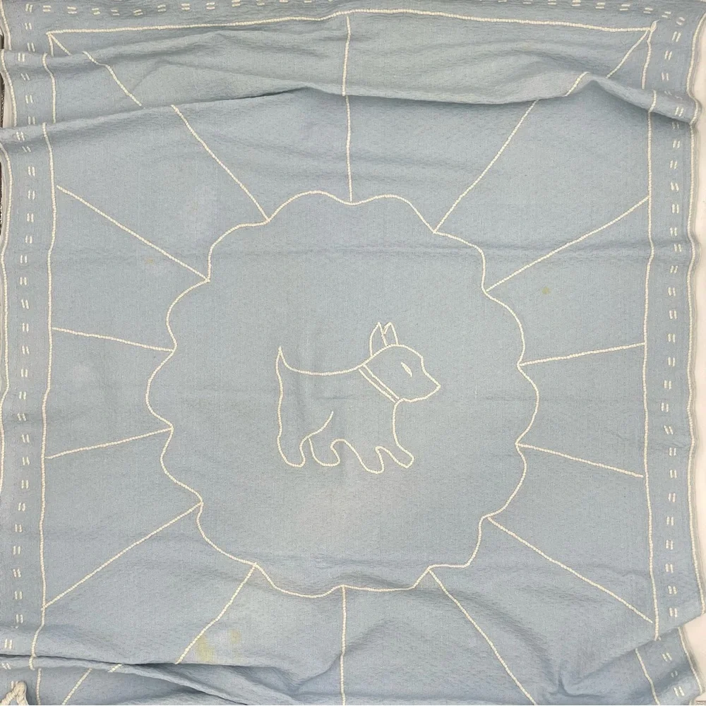 Vintage Baby Blanket Dog‎ Throw Fuzzy Texture Minimalist Simple Blue Girl Boy
